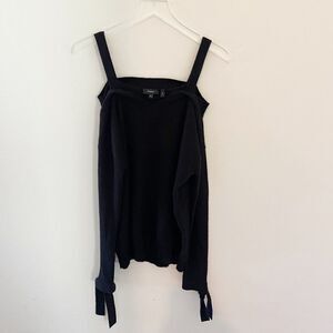 Theory Black Cashmere Cold Shoulder Long Sleeve Sweater Top Size Medium